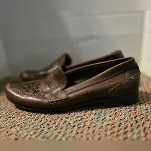 Bert Pulitzer 2586 Dark Brown Weave Vamp Penny Loafers Men's Size 12 Slip Ons